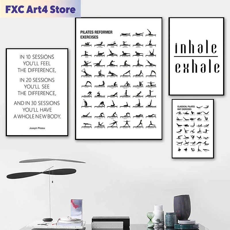 Yoga Fitness Gym - Poster Bagan Latihan Pilates Tanpa Bingkai
