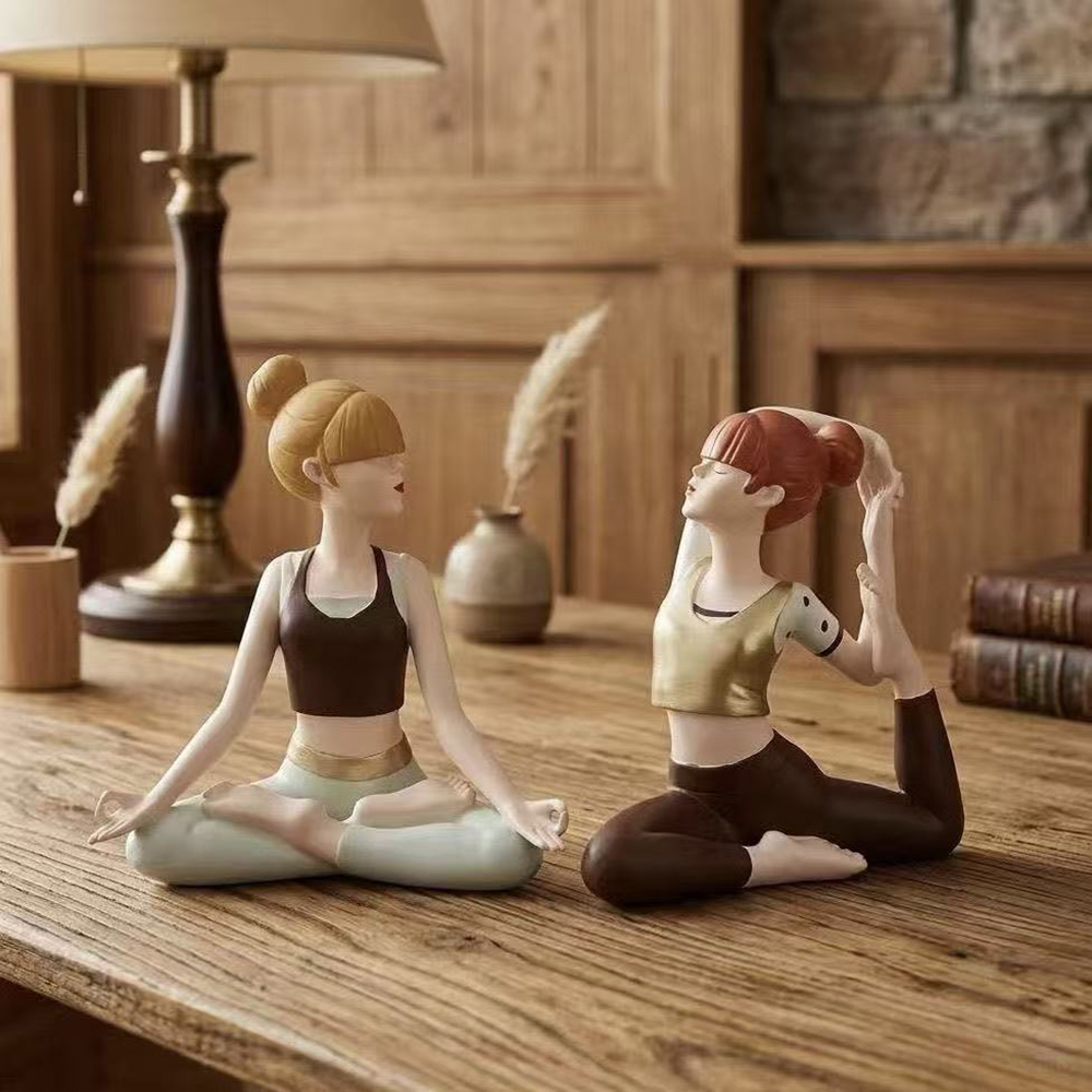 Zen Yoga Fitness - Patung Gadis Yoga, Kerajinan Resin Tekstur