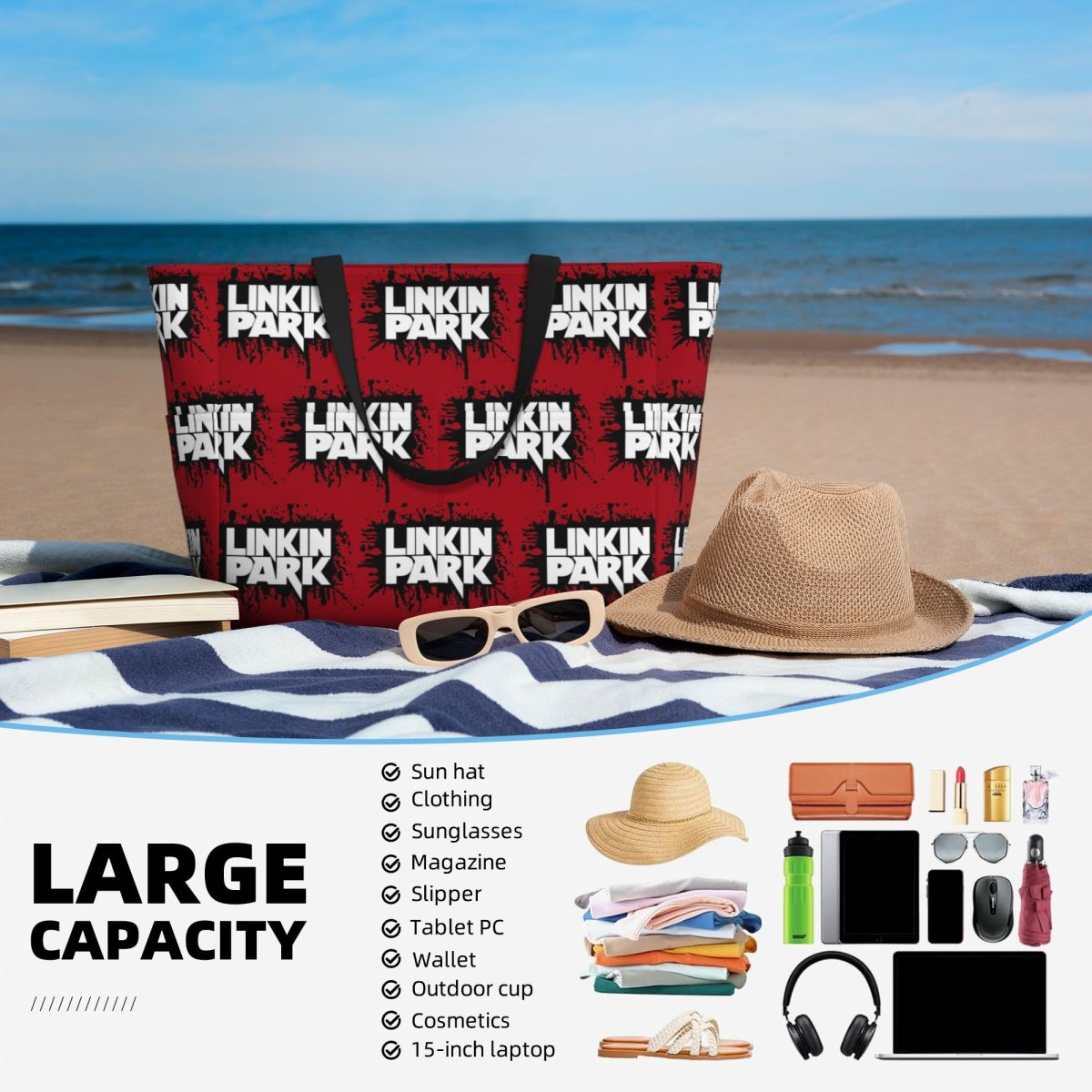 Tas Tote Pantai Linkin Park Ba - Yoga Fitness Park ulasan dan harga