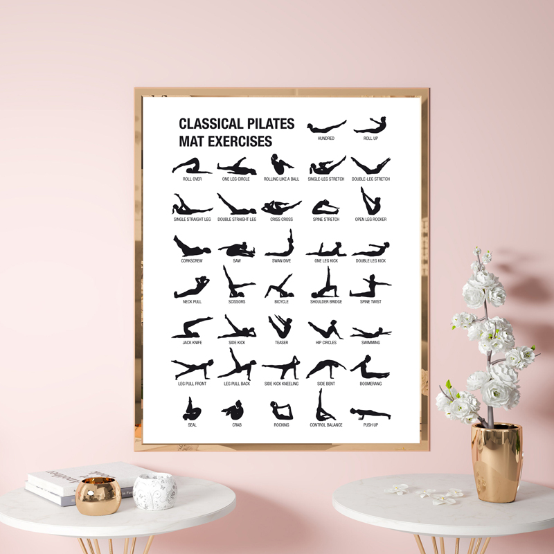 Poster Bagan Latihan Pilates T - Yoga Fitness Gym ulasan dan harga